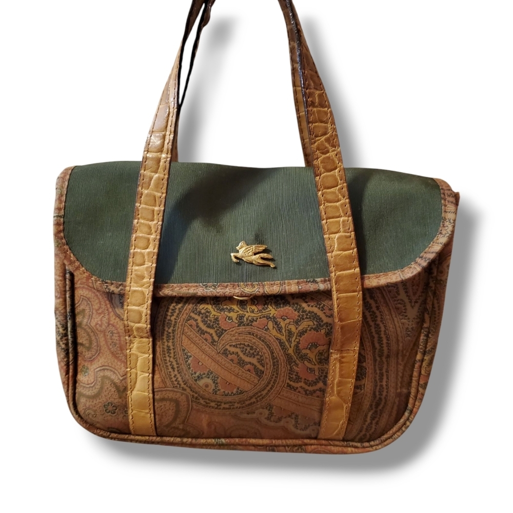 ETRO Green & Brown Y2K Mini Bag Paisley Pattern Vintage Etro Arnica Mini Handbag